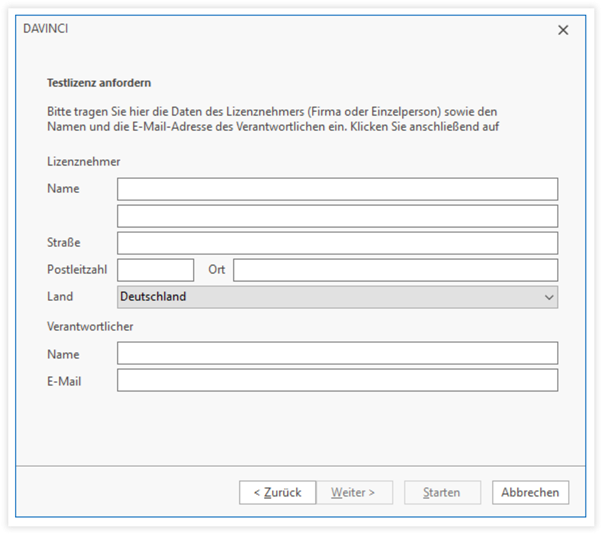 Eine Testlizenz anfordern Eine Testlizenz anfordern