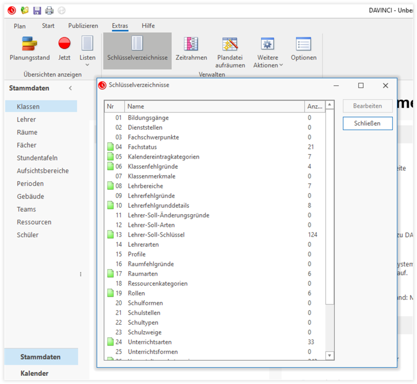 Schlüsselverzeichnisse Schlüsselverzeichnisse