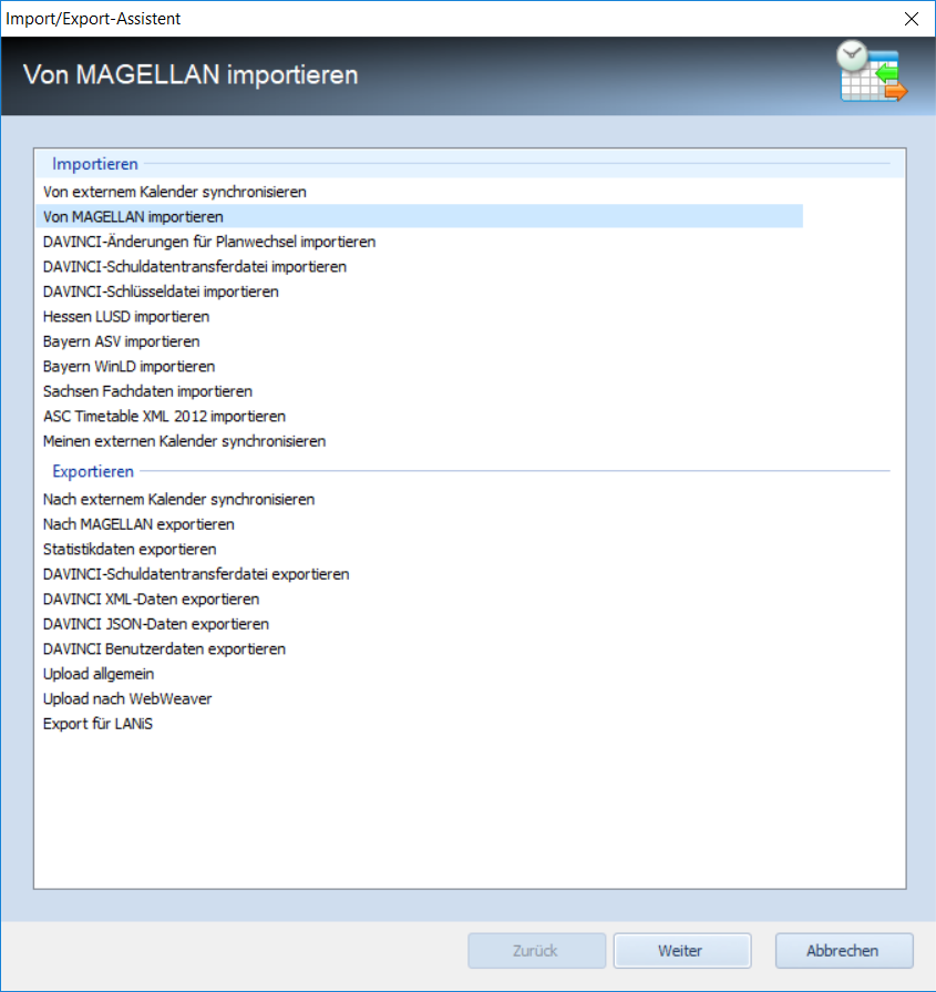 Import/Export-Assistent Import/Export-Assistent