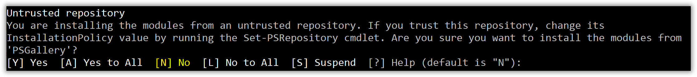 Untrusted repository PowerShell: Untrusted repository