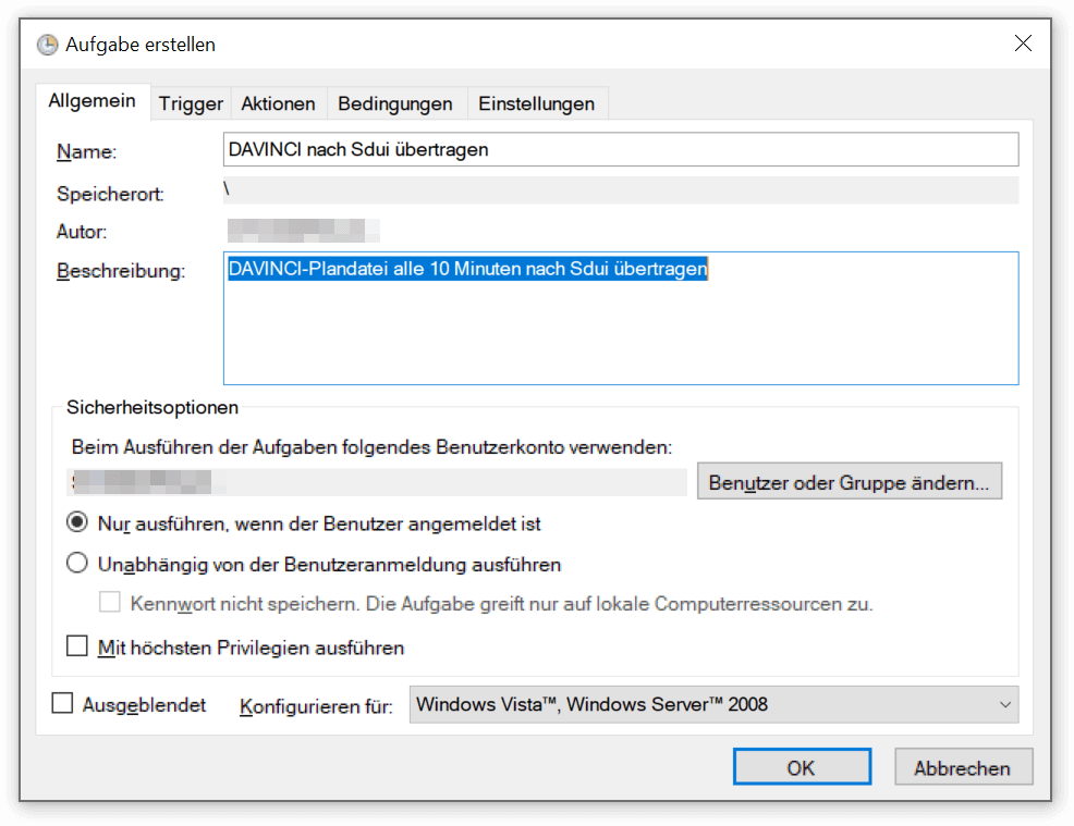 Name und Beschreibung Name und Beschreibung