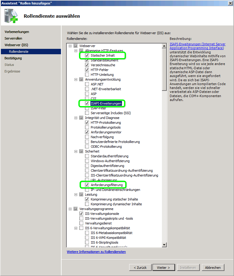 Internetinformationsdienste als Windows-Feature