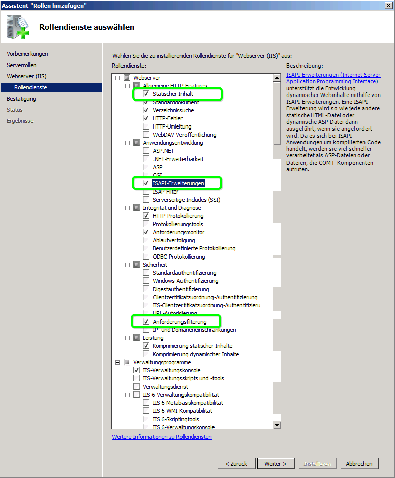 Internetinformationsdienste als Windows-Feature