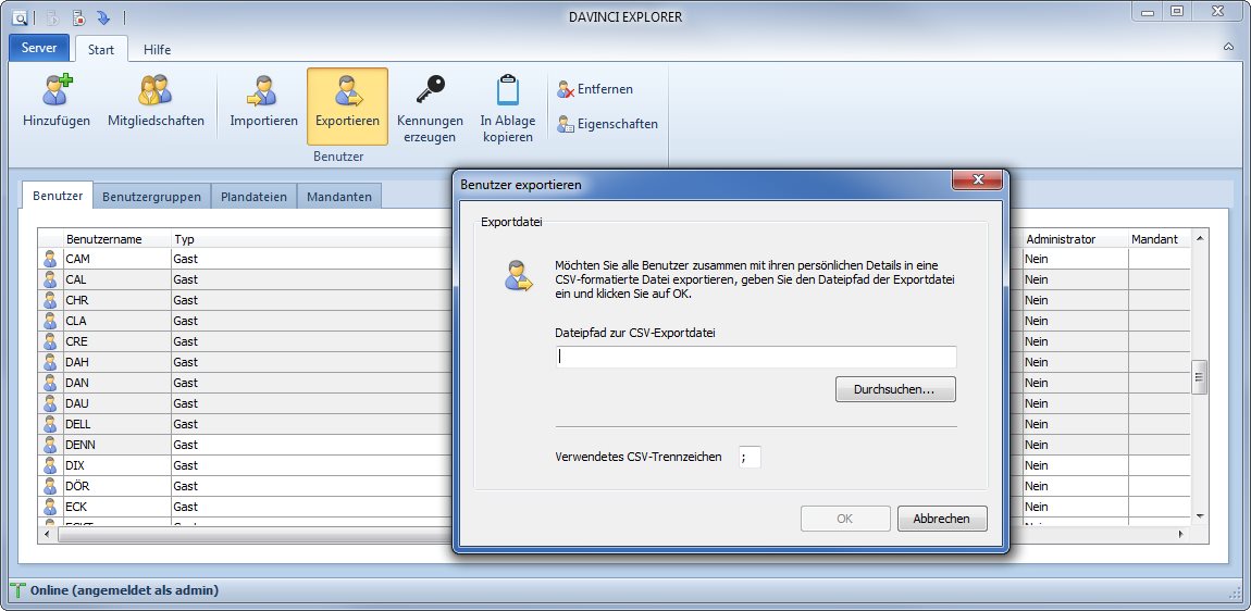 Kennungen exportieren
