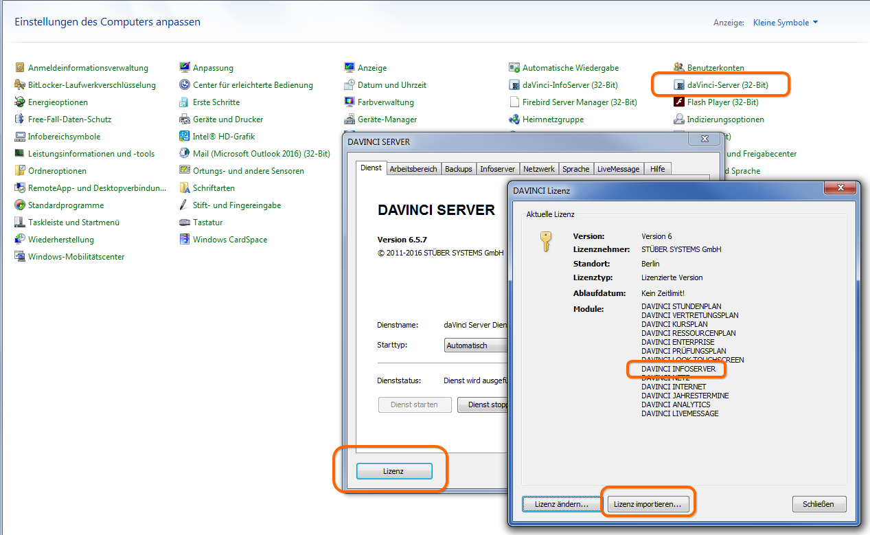 Bitte importieren Sie die Lizenz im DaVinci Enterprise Control