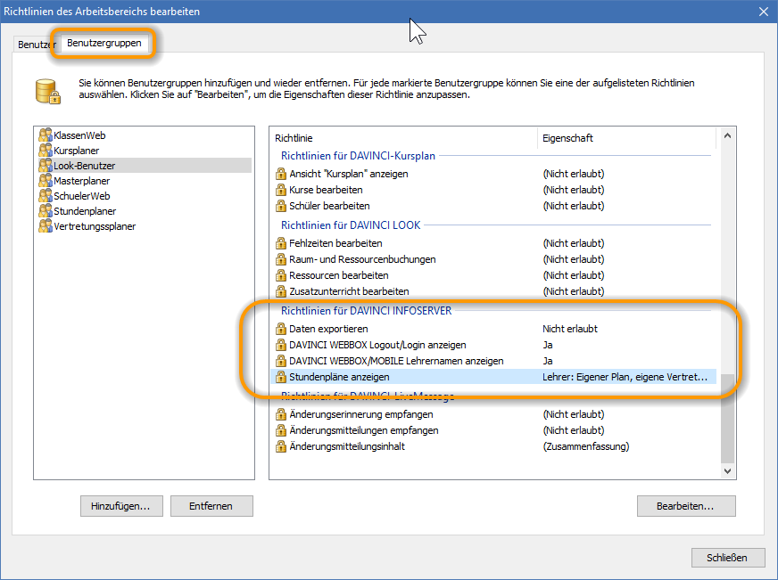 Richtlinien InfoServer