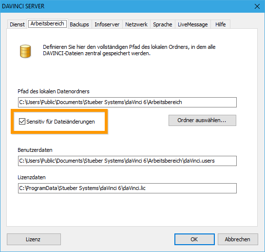 Sensitiv für Dateiänderung