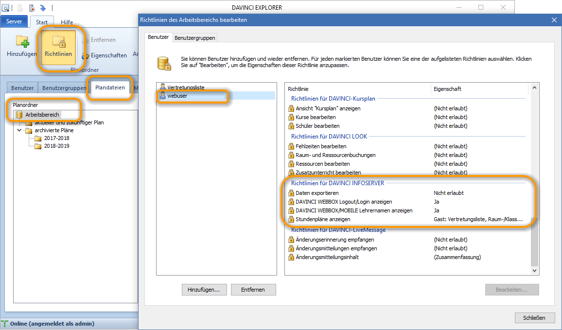 Webuser dem Arbeitsbereich zuweisen
