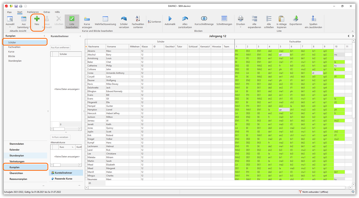 Ansicht Kursplan > Schüler Ansicht Kursplan > Schüler
