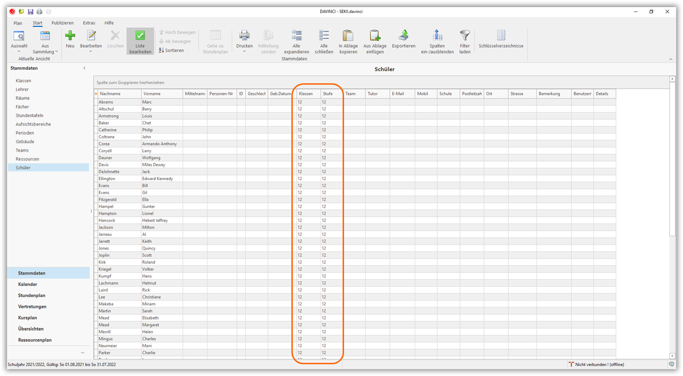 Ansicht Stammdaten > Schüler Ansicht Stammdaten > Schüler