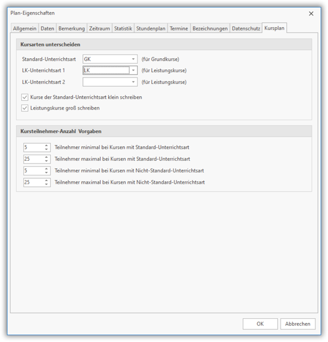 Plan-Eigenschaften Plan-Eigenschaften