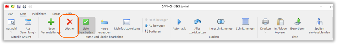 Kurs löschen Kurs löschen