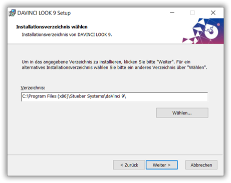 Installationsverzeichnis spezifizieren Installationsverzeichnis spezifizieren