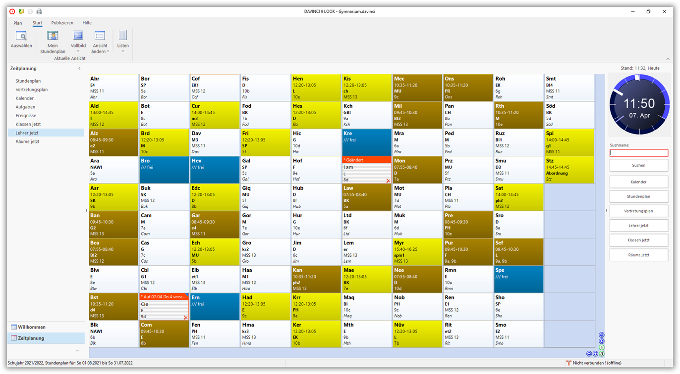 Die Ansicht `Lehrer jetzt` Die Ansicht Lehrer jetzt