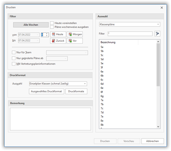 Dialogfenster `Drucken` Dialogfenster Drucken