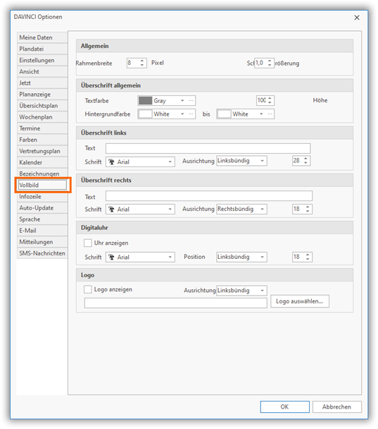 DaVinci Look Optionen DaVinci Look Optionen