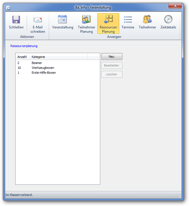 Ressourcenvorgaben eingeben
