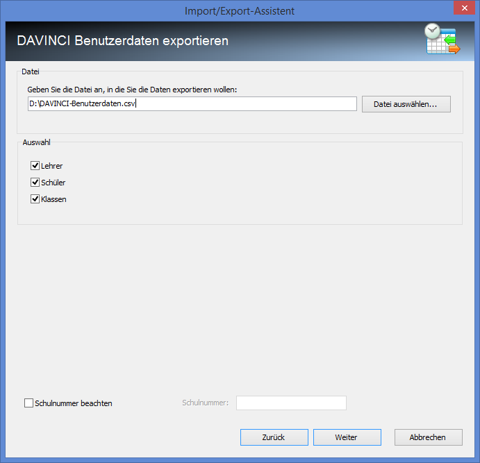 Welche DaVinci Benutzerdaten werden exportiert