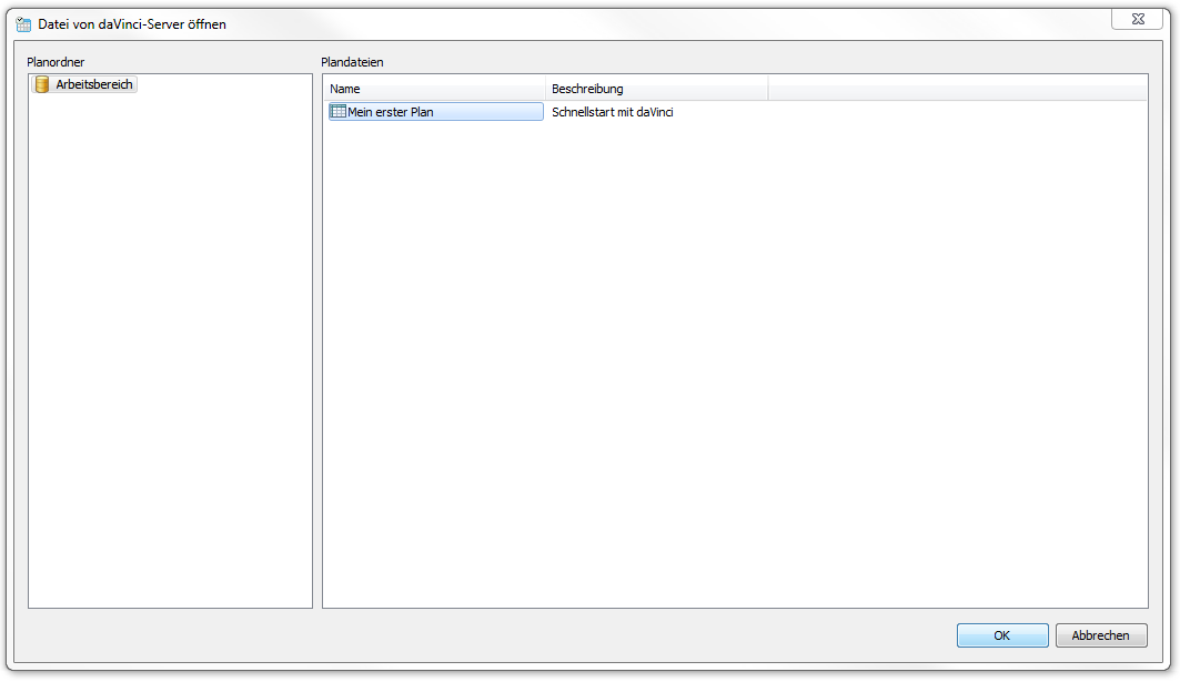 Einen Plan vom Server öffnen