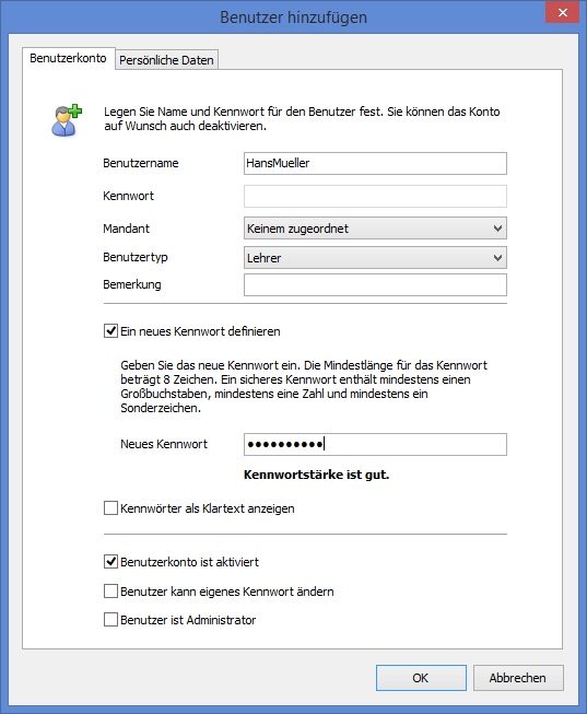 Einen Benutzer hinzufügen