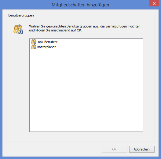 Benutzergruppen zu den Mitgliedschaften hinzufügen
