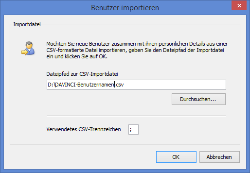 Der Import einer Benutzerliste