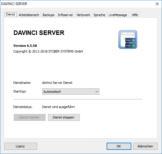 Registerkarte "Dienst"