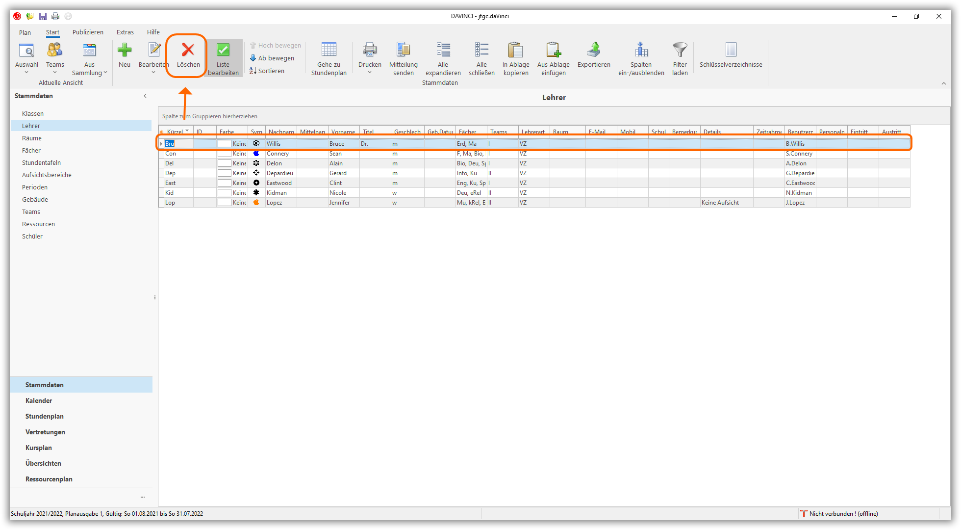 Eintrag löschen Eintrag löschen