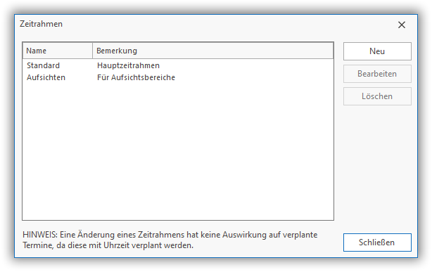 Zeitrahmen Zeitrahmen