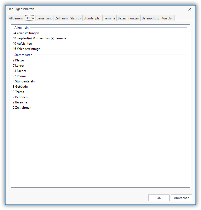 Planeigenschaften Planeigenschaften