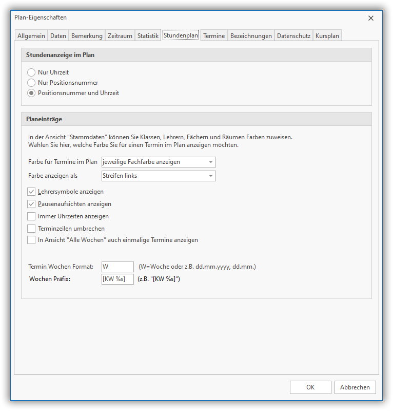 Planeigenschaften Planeigenschaften