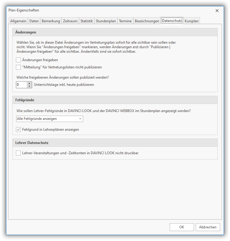 Planeigenschaften Planeigenschaften