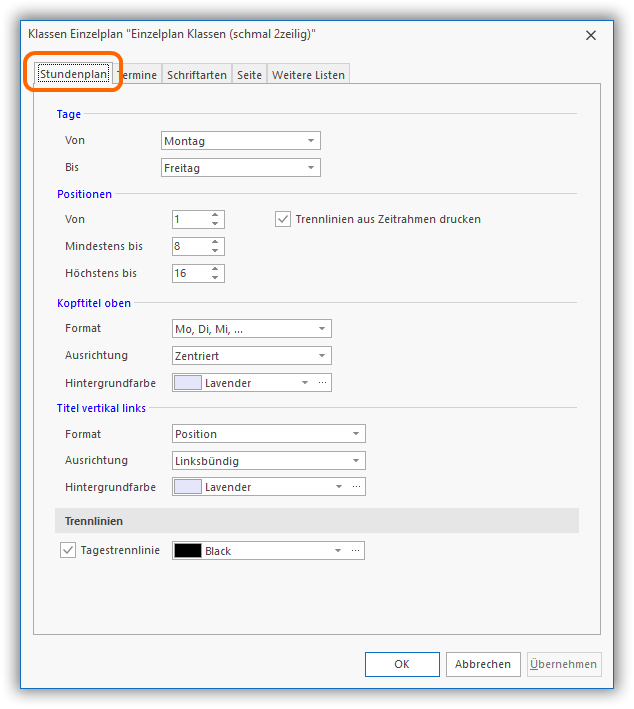 Stundenplan Stundenplan