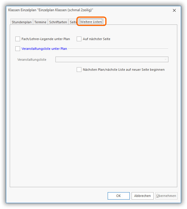 Weitere Listen Weitere Listen