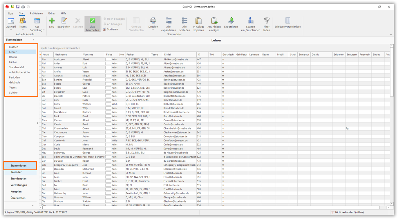Stammdaten-Fenster Stammdaten-Fenster