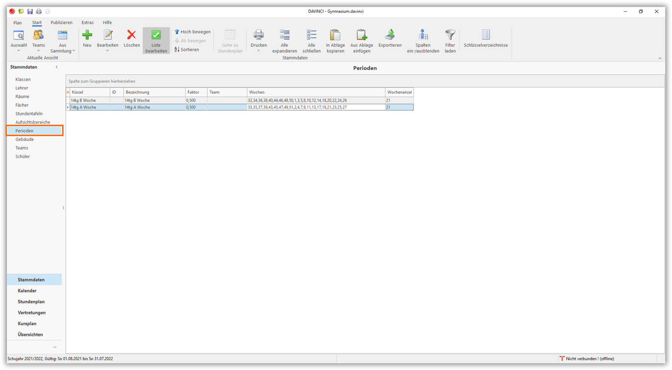 Stammdaten-Perioden Stammdaten Perioden