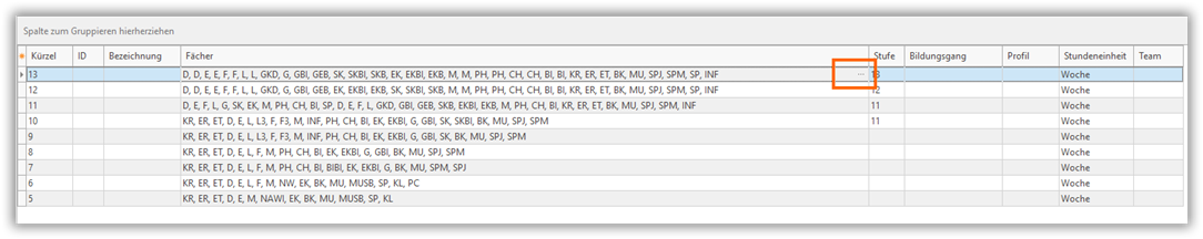 Stundentafel bearbeiten Stundentafel bearbeiten