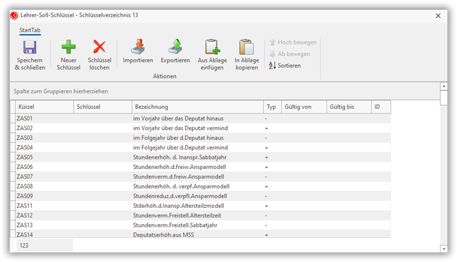 Schlüsselverzeichnis Lehrer-Soll-Schlüssel Schlüsselverzeichnis Lehrer-Soll-Schlüssel