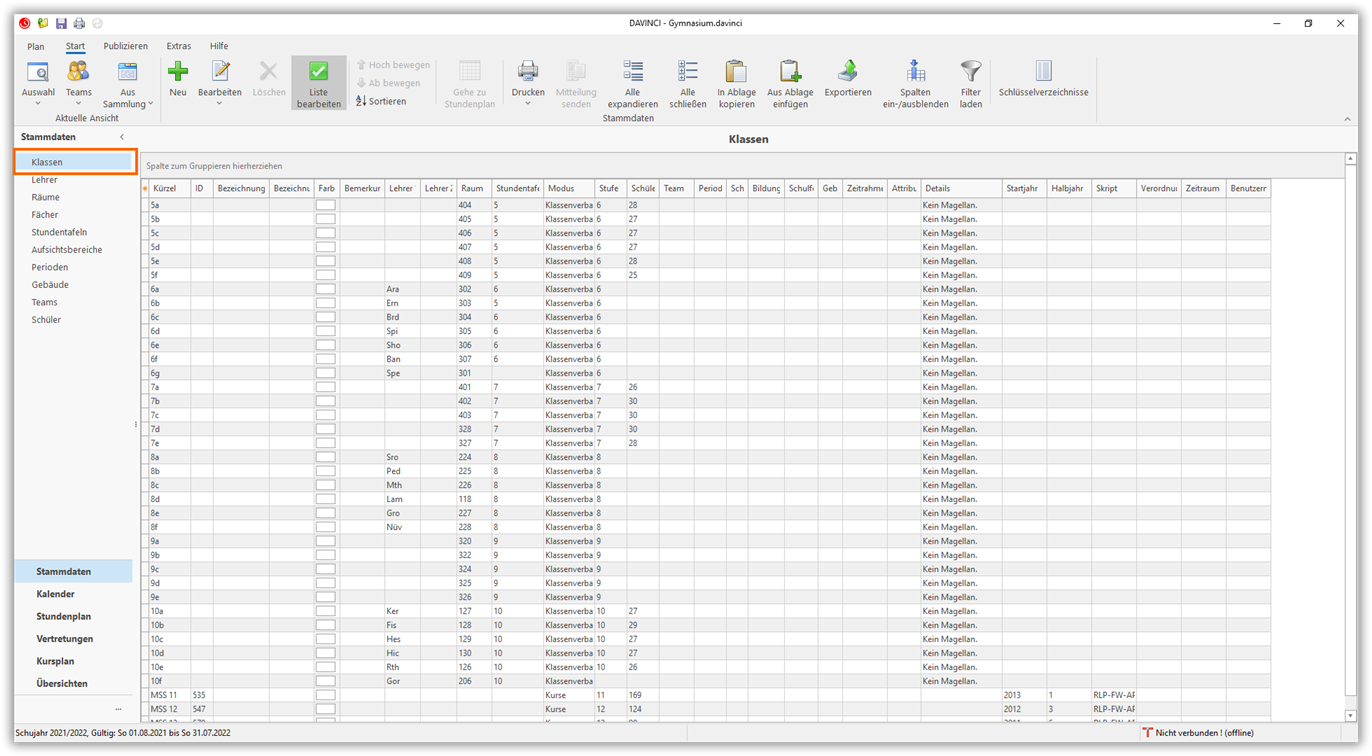 Stammdaten Klassen Stammdaten Klassen