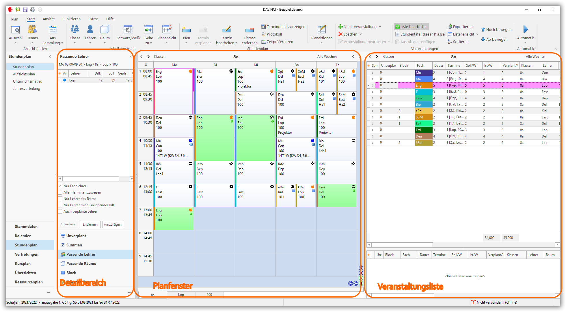 Stundenplanansicht Stundenplanansicht
