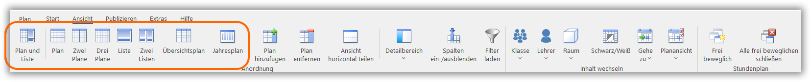 Stundenplanansicht Basisansichten