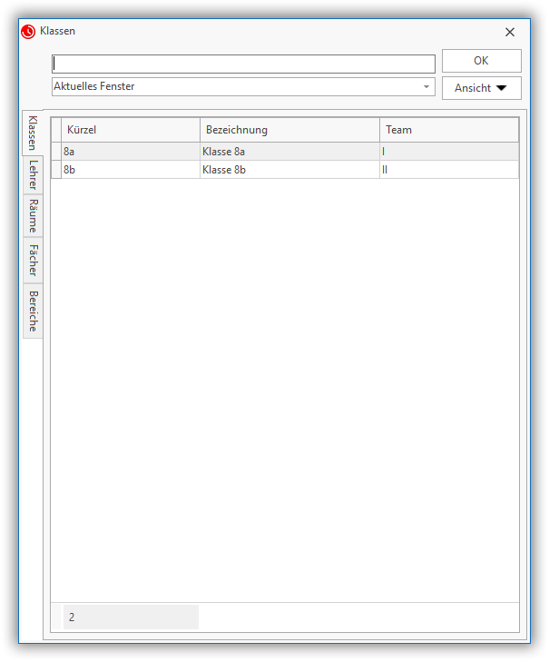Auswahlfenster Auswahlfenster