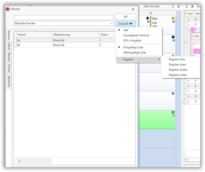 Auswahlfenster Auswahlfenster