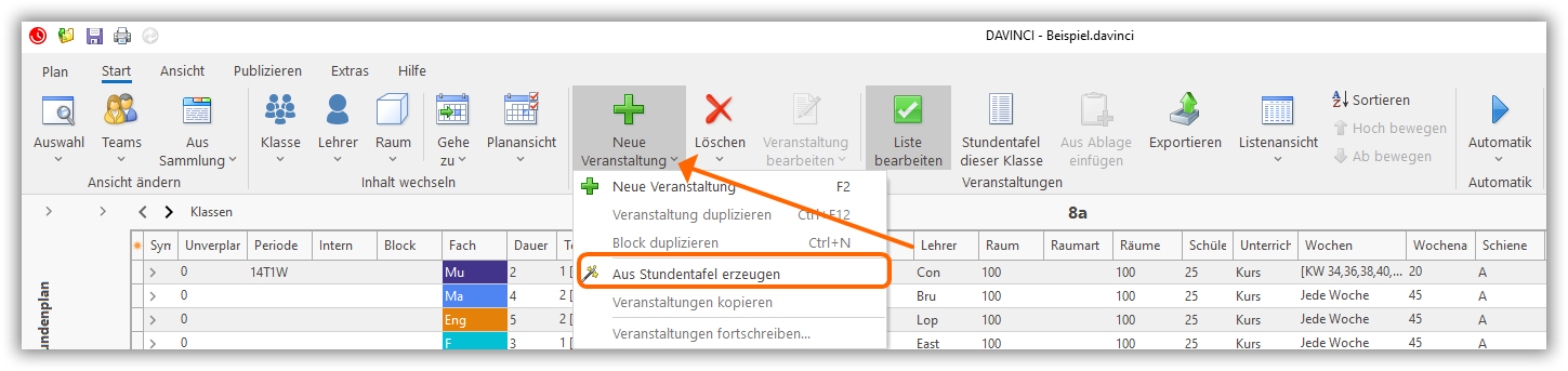 Veranstaltungsliste Veranstaltungsliste