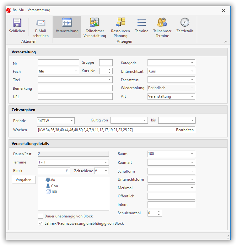 Veranstaltung bearbeiten Veranstaltung bearbeiten