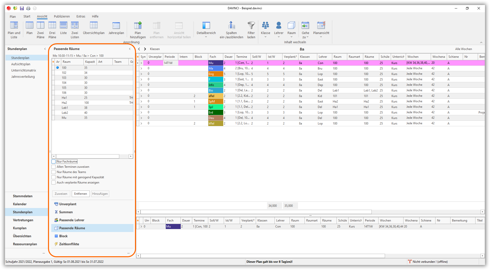 Zusatzfenster `Passende Räume` Zusatzfenster Passende Räume
