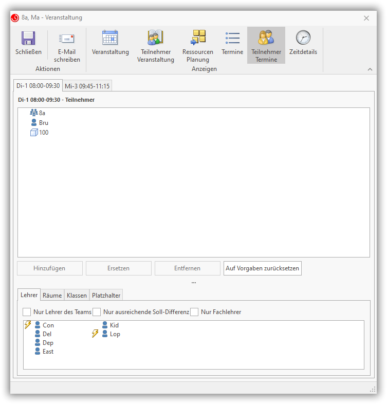Teilnehmer Termine Teilnehmer Termine