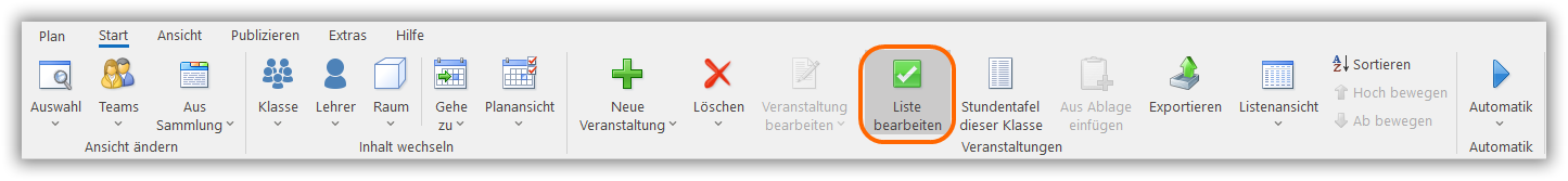 Liste bearbeiten Liste bearbeiten