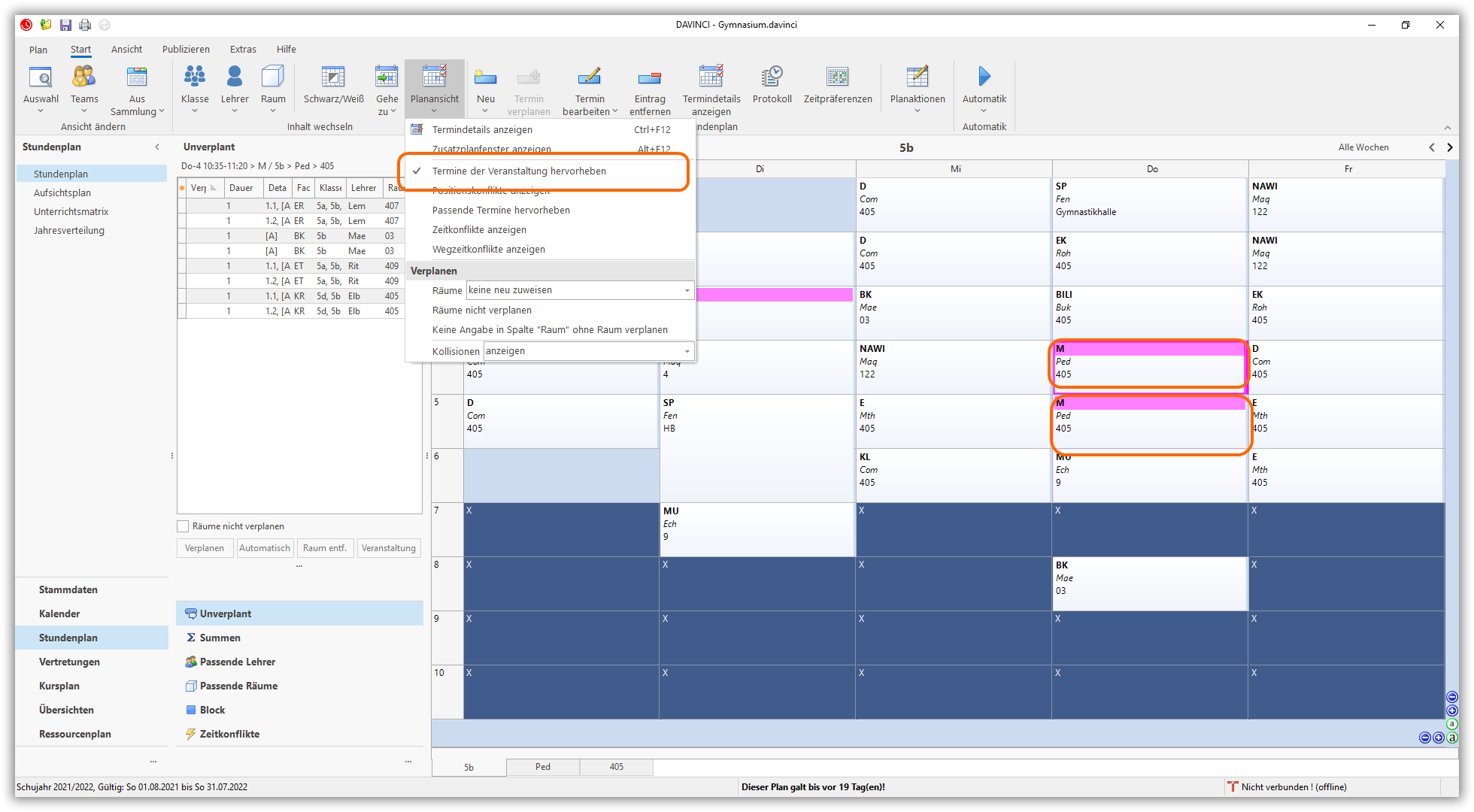 Termine der Veranstaltung hervorheben Termine der Veranstaltung hervorheben