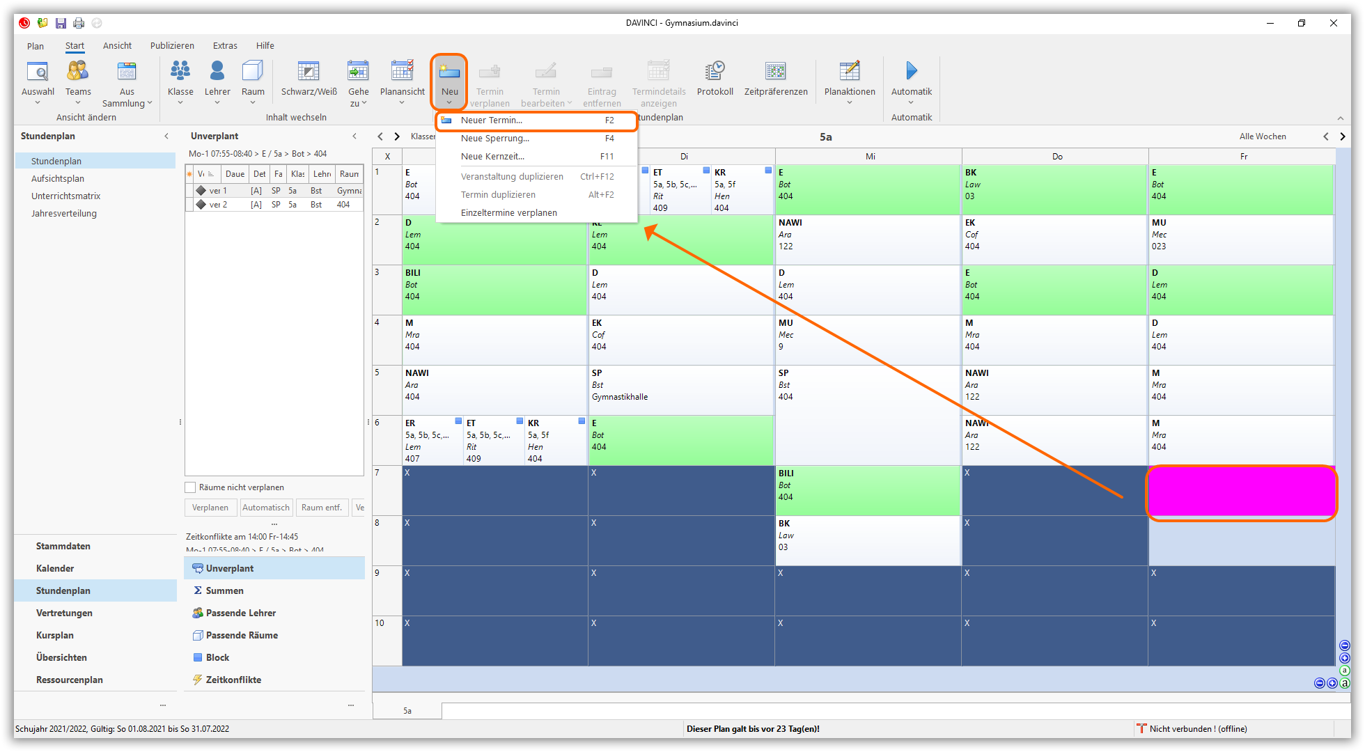 Neuen Termin einfügen Neuen Termin einfügen
